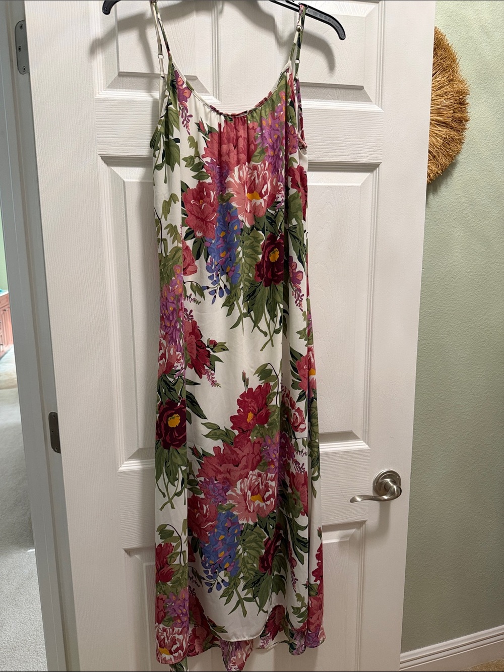 Show Me Your MuMu White Floral Maxi Slip Dress with Pink & Green Bouquet